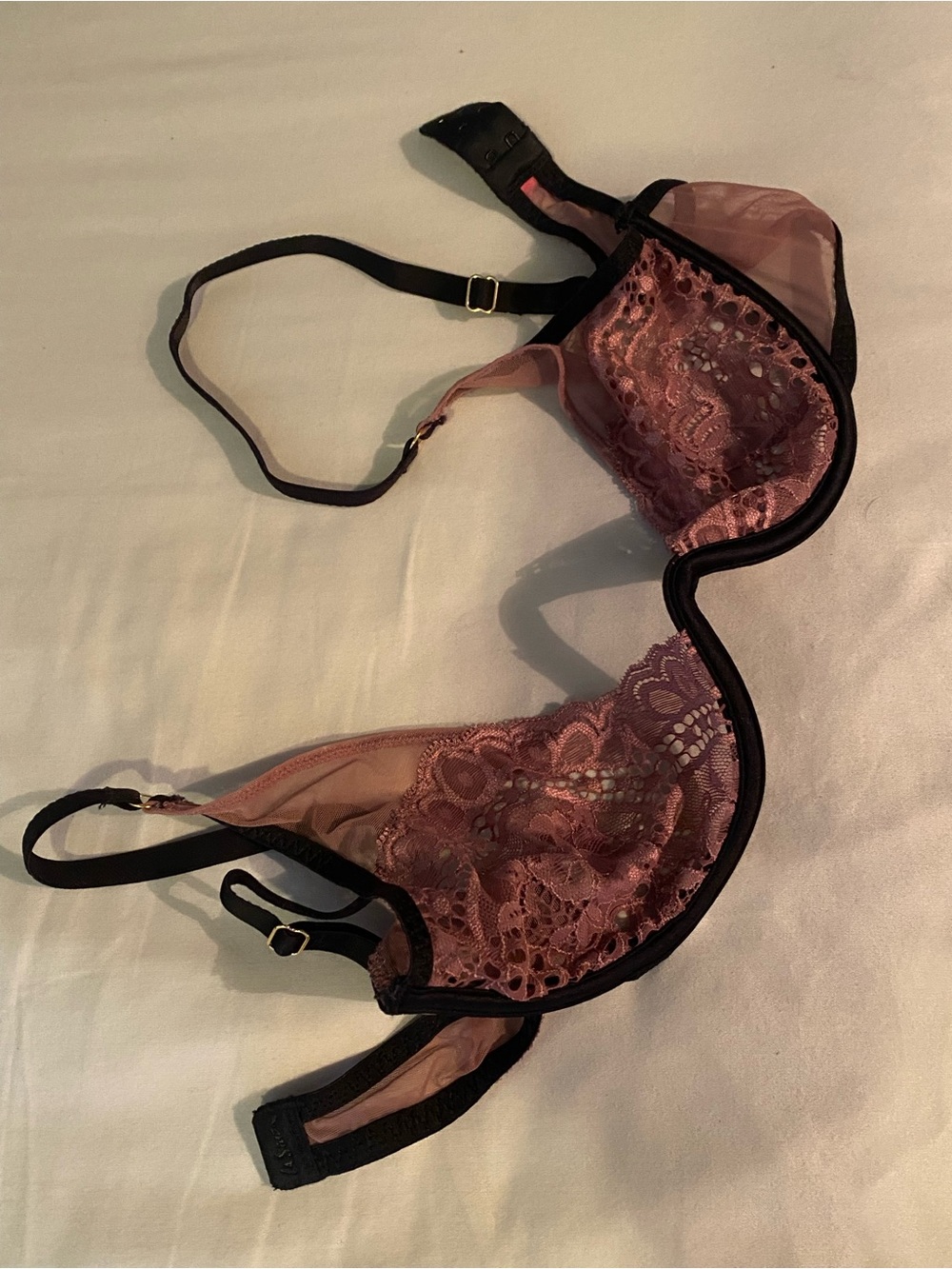 La SENZA Dusty Rose & Black Lace Underwire Bra lingerie